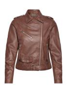 Rachel Leather Biker Läderjacka Skinnjacka Brown Jofama