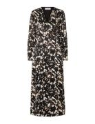 Slfjustine Ls Aop Ankle Wrap Dress B Maxiklänning Festklänning Black S...