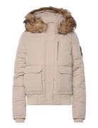 Everest Hooded Puffer Bomber Bomberjacka Beige Superdry