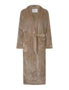 Long Fleece Robe Morgonrock Beige Rosemunde