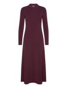 IVY OAK Open Back Midi Knit Dress Burgundy