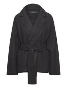 Gina Tricot Belted Short Coat Svart