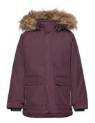 Color Kids Parka W. Fake Fur Burgundy