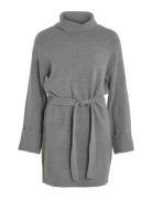 Virolfie L/S Tie Belt Knit Dress - Noos Kort Klänning Grey Vila