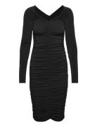 Vmgilsa Ls V-Neck Calf Dress Vma Kort Klänning Black Vero Moda