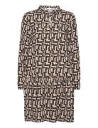 Feminine Printed Dress Kort Klänning Beige Tom Tailor