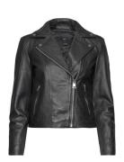 Leather Biker Jacket Läderjacka Skinnjacka Black Mango