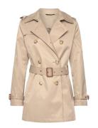 Belted Cotton-Blend Trench Coat Trench Coat Rock Beige Lauren Ralph La...