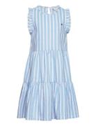 Striped Hemp Ruffle Dress Slvss Dresses & Skirts Dresses Casual Dresse...