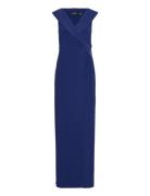 Jersey Off-The-Shoulder Gown Maxiklänning Festklänning Blue Lauren Ral...