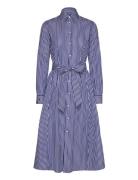 Belted Striped Cotton Shirtdress Knälång Klänning Blue Polo Ralph Laur...