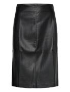 Mango Leather-Effect Pencil Skirt Svart