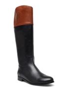 Justine Burnished Leather Riding Boot Höga Stövlar Black Lauren Ralph ...