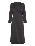 Onlthalia L/S Wrap Midi Dress Bf Ptm Knälång Klänning Black ONLY