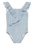 Baby Vichy Ruffle Swimsuit Baddräkt Badkläder Blue Bobo Choses