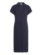 Fluid Pleated Ss Midi Polo Dress Knälång Klänning Blue Tommy Hilfiger