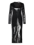 Alina U-N Sequins Dress 14904 Knälång Klänning Black Samsøe Samsøe