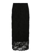 Vilorna Lace Midi Skirt Knälång Kjol Black Vila