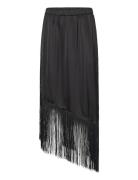 Gili Fringe Skirt Knälång Kjol Black NORR