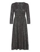 Onlnew Pella L/S Foil Wrap Dress Jrs Knälång Klänning Black ONLY