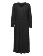 Slmieko Long Dress Ls Knälång Klänning Black Soaked In Luxury
