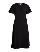 Vila Vilovie S/S Wrap Midi Dress - Noos Svart