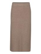 Objmalena Knit Skirt Knälång Kjol Brown Object