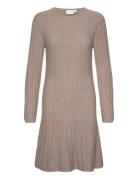Visachin New L/S Skater Knit Dress/Su Dresses Knitted Dresses Brown Vi...