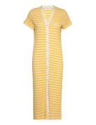 Striped Jersey Dress Knälång Klänning Yellow Mango