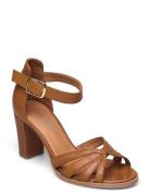 Gillian Leather Sandal Med Klack Brown Pavement