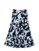 Skirt Plissee Knälång Kjol Navy Tom Tailor