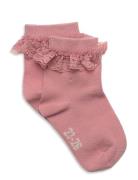 Ankle Sock W. Lace Sockor Strumpor Pink Minymo