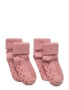 Baby Rib Sock W. Abs Sockor Strumpor Pink Minymo