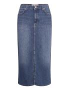 Denim Skirt Knälång Kjol Blue Marc O'Polo