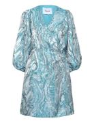 Msalika Short Wrap Dress Kort Klänning Blue Minus