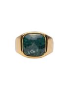 IX Studios Ix Cushion Signet Ring Green Marble Guld