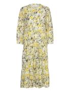 Oliviall Midi Dress 3/4 Knälång Klänning Yellow Lollys Laundry