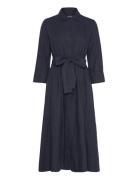 Marja Linen Dress Knälång Klänning Navy Ella&il