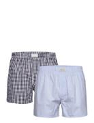 Stripe And Gingham Boxer Sh 2-Pack Underwear Boxer Shorts Blue GANT