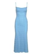 Adoni Mesh Midi Dress Knälång Klänning Blue Bardot
