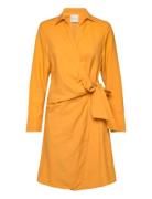 Slim Wrap Shirt Dress Knälång Klänning Yellow GANT