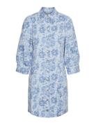 Yaslolena 3/4 Denim Shirt Dress S. Kort Klänning Blue YAS