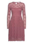 Vikalila L/S Lace Dress - Noos Knälång Klänning Pink Vila