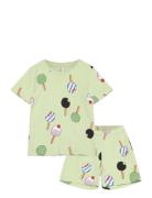 Pyjama Tee Shorts Set Aop Unis Pyjamas Set Green Lindex