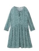 Feminine Printed Dress Kort Klänning Green Tom Tailor