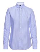 Striped Knit Oxford Shirt Tops Shirts Long-sleeved Blue Polo Ralph Lau...