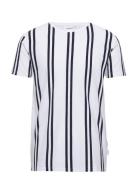 Striped Piqué Tee S/S Tops T-shirts Short-sleeved White Lindbergh