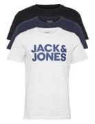 Jjecorp Logo Tee Ss O-Neck 3Pk Mp Noos Tops T-shirts Short-sleeved Whi...