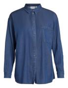 Vibista L/S Over Shirt/Su - Tops Shirts Long-sleeved Blue Vila
