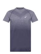 Seamless Ss Top Sport T-shirts Short-sleeved Blue Asics